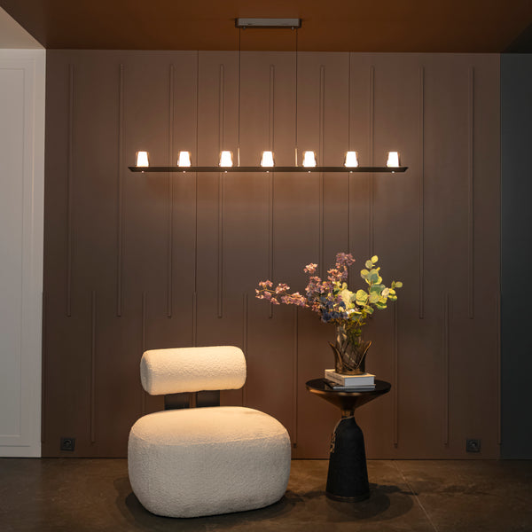 Ponte Platin Dikdörtgen Mermer Avize - Medium