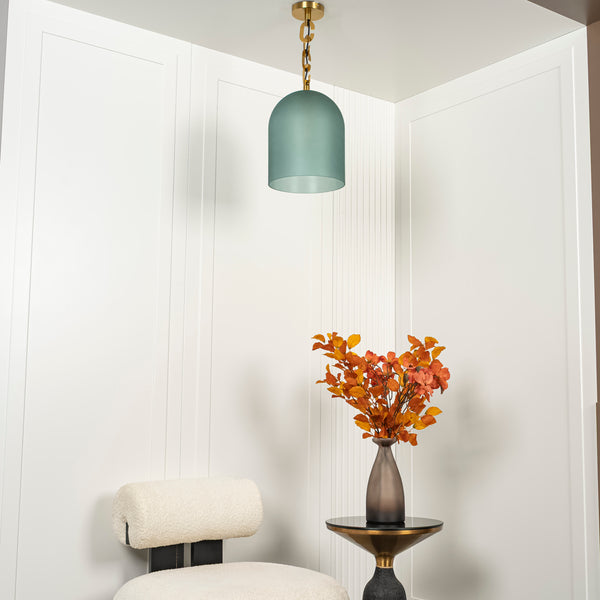 Castel Tekli Yeşil Satina Cam Sarkıt - Medium