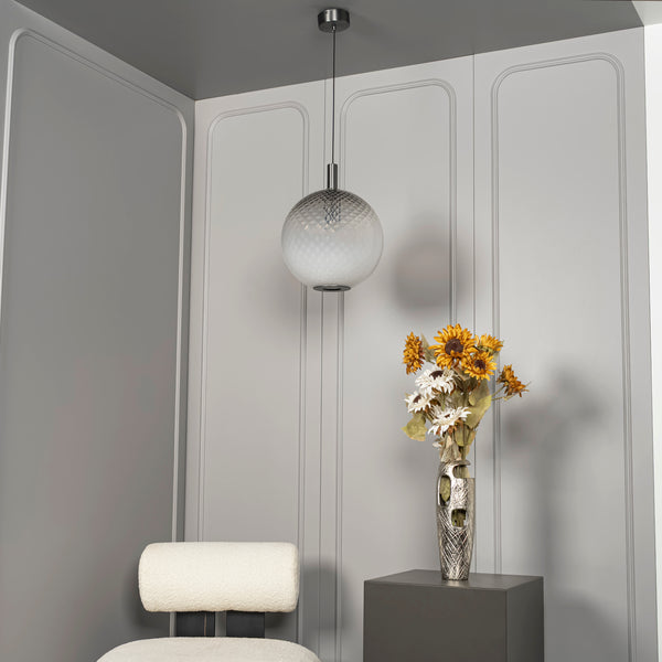 Arietta Tekli Füme Cam Sarkıt Avize - Medium