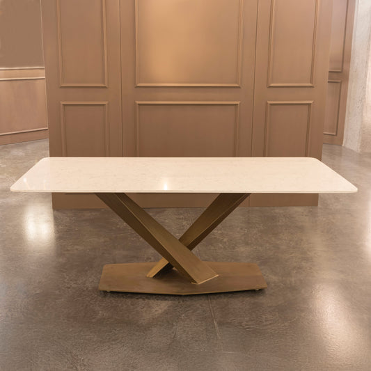 Latona Beyaz Mermer Dikdörtgen Eskitme Masa