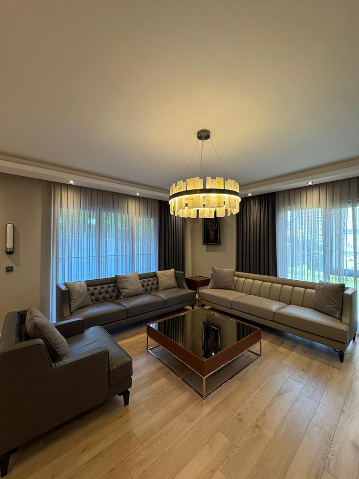 Ekho Salon Mermer Platin Sarkıt Avize 80 cm - 3