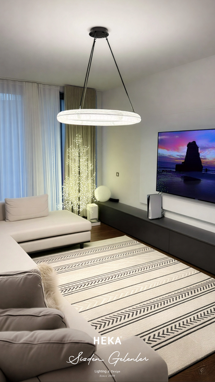 Zambiya Buzlu Cam Eskitme Yuvarlak Avize Large - 4