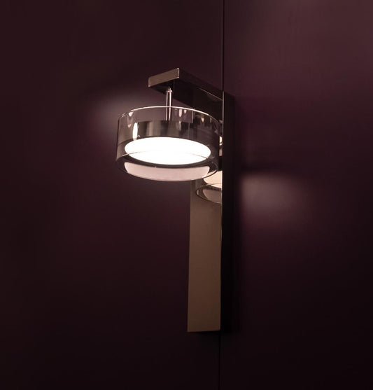 Berlin Platin Paslanmaz Şeffaf Cam LED Aplik
