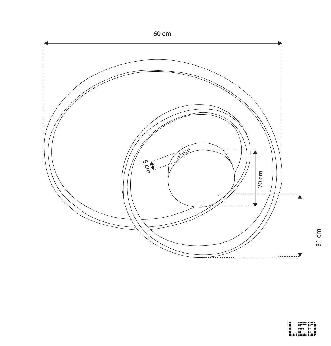 Bern Platin Paslanmaz Akrilik Plafonyer 60 cm
