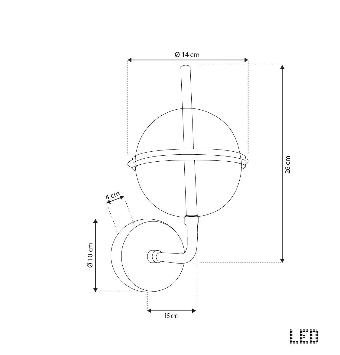 Carina Küre Şeffaf Akrilik Gold LED Aplik 14 cm