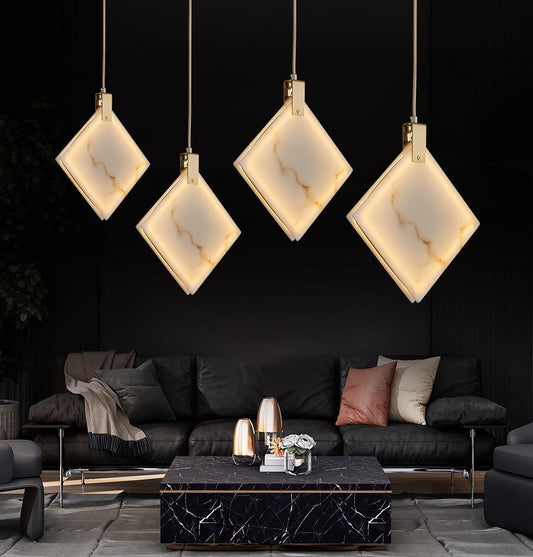 Duha Kare Eskitme Mermer LED Sarkıt Avize 40 cm