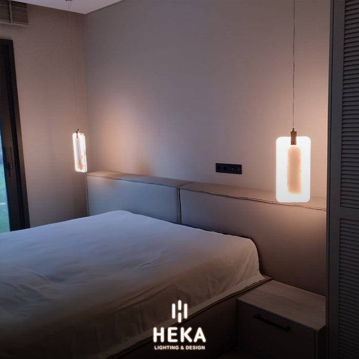 Gama Beyaz Mermer Eskitme Sarkıt Avize 20X40 cm - 1