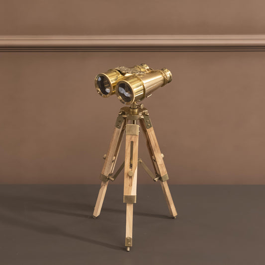 Gold Ahşap Ayaklı Dekoratif Dürbün 17X40Cm