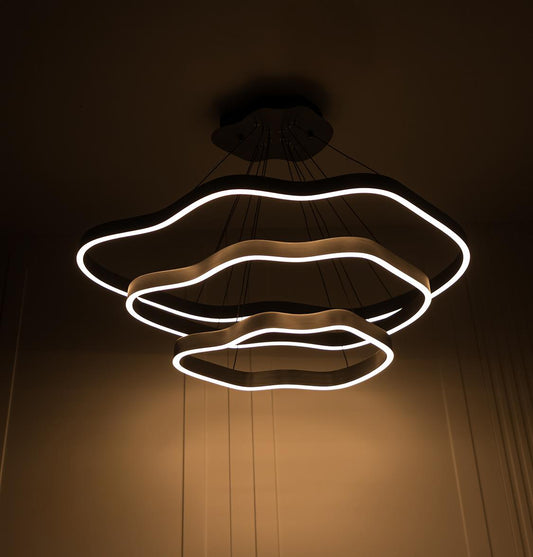 Marsis 3 Sıralı Paslanmaz Platin Salon LED Avize