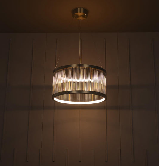 Nablus Şeffaf Cam Çubuklu Eskitme Salon Avize - 60cm