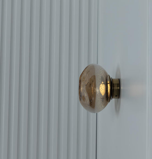 Odense Kabarcıklı Basık Bal Cam Eskitme Led Aplik